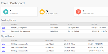 Student Data Privacy dashboard for parents